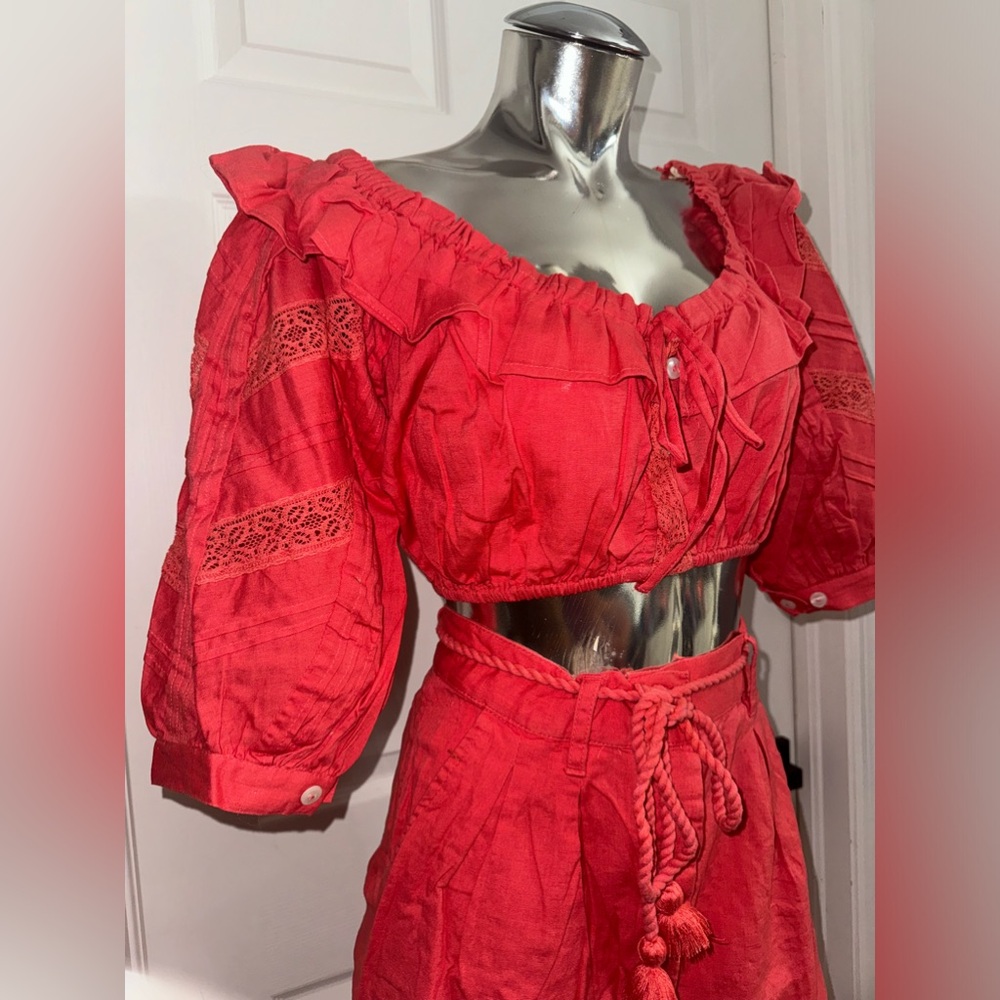 Free People Linen blend Crop Top & Pants Set small - Picture 14 of 16